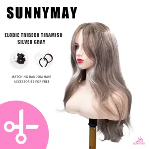 Sunnymay 28-inch layered women’s synthetic wig, ELODIE Tribeca Tiramisu, long curly, ash brown/mixed blonde, glueless, ready to wear, knotless fashion wig
