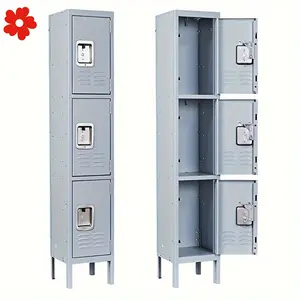 New 66"h Locker Storage Cabinet 3 Metal Wall Lockers School Gym.safe