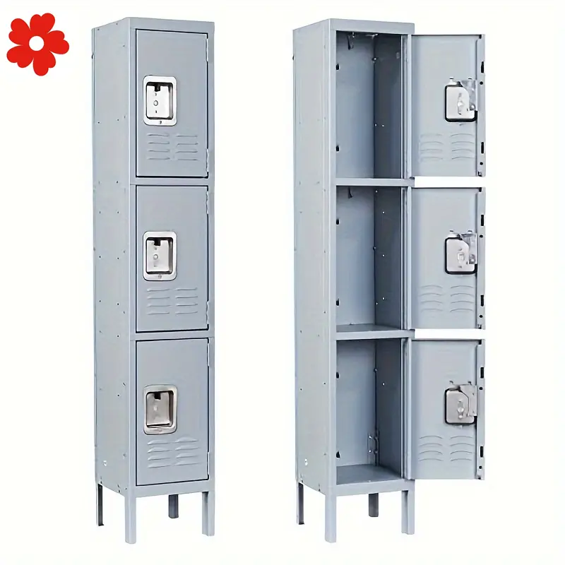 New 66"h Locker Storage Cabinet 3 Metal Wall Lockers School Gym.safe