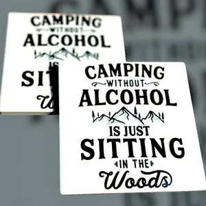 “Camping with Spirits” Coaster Set - Ceramic or Hardwood