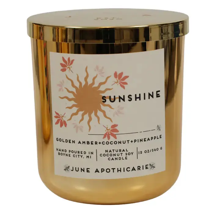 Sunshine 12 oz Glass Wooden Wick Candle