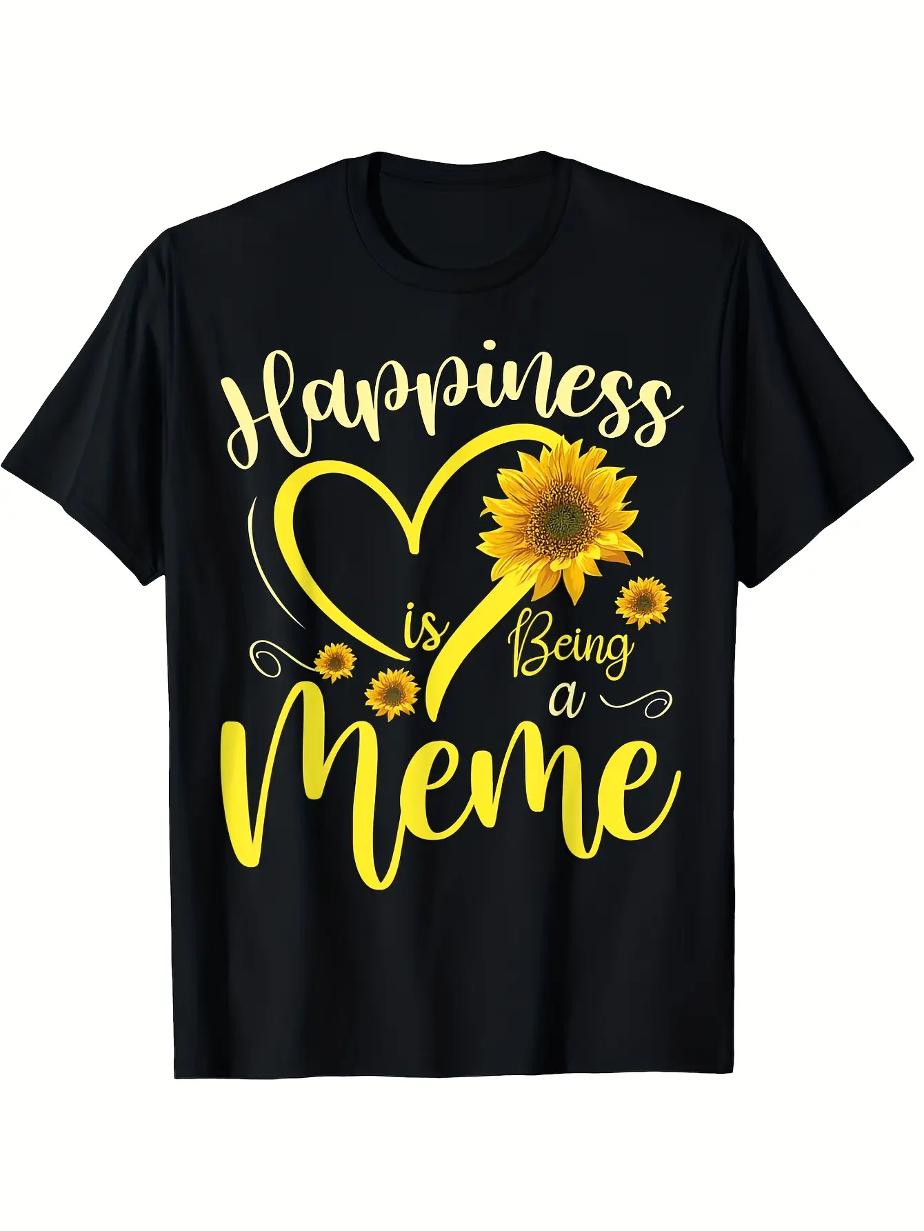 Happiness Is Being A Meme Sunflower Mother's Day G unisex soft cotton short sleeve t shirt, vintage graphic casual tee for men women teens, perfect birthday holiday gift for camping travel gym daily street  wear