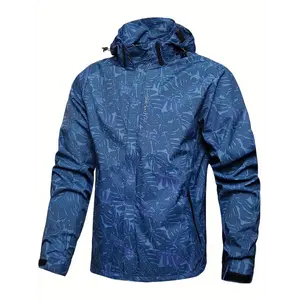 Men's Casual Lightweight Waterproof Windbreaker Jacket, Full Zip Up Hooded Shell Outdoor Hiking Coat For Autumn And Winter
