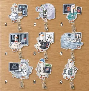 Funny Goose Badge Reel, Radiology Badge Holder, Xray Tech ID Clip, MRI CT Ultrasound Badge Reel, Nurse Retractable Badge