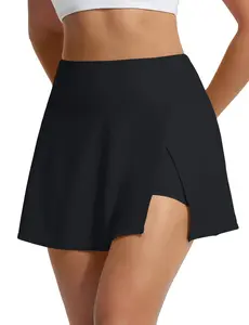 BALEAF Women's High Waisted Swim Skirts Tummy Control Swimsuits Quick Dry Bathing Suit with Pocket Liner Modest Swimming Bottoms