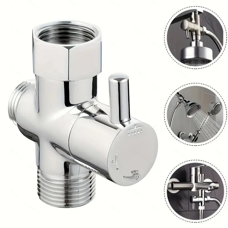 3 Shower Diversion Valve, suitable for wall-mounted bathroom accessories in modern shower rooms, with G1/2" interface, for shower accessories Adjustable Flow Control, Shower Diverter