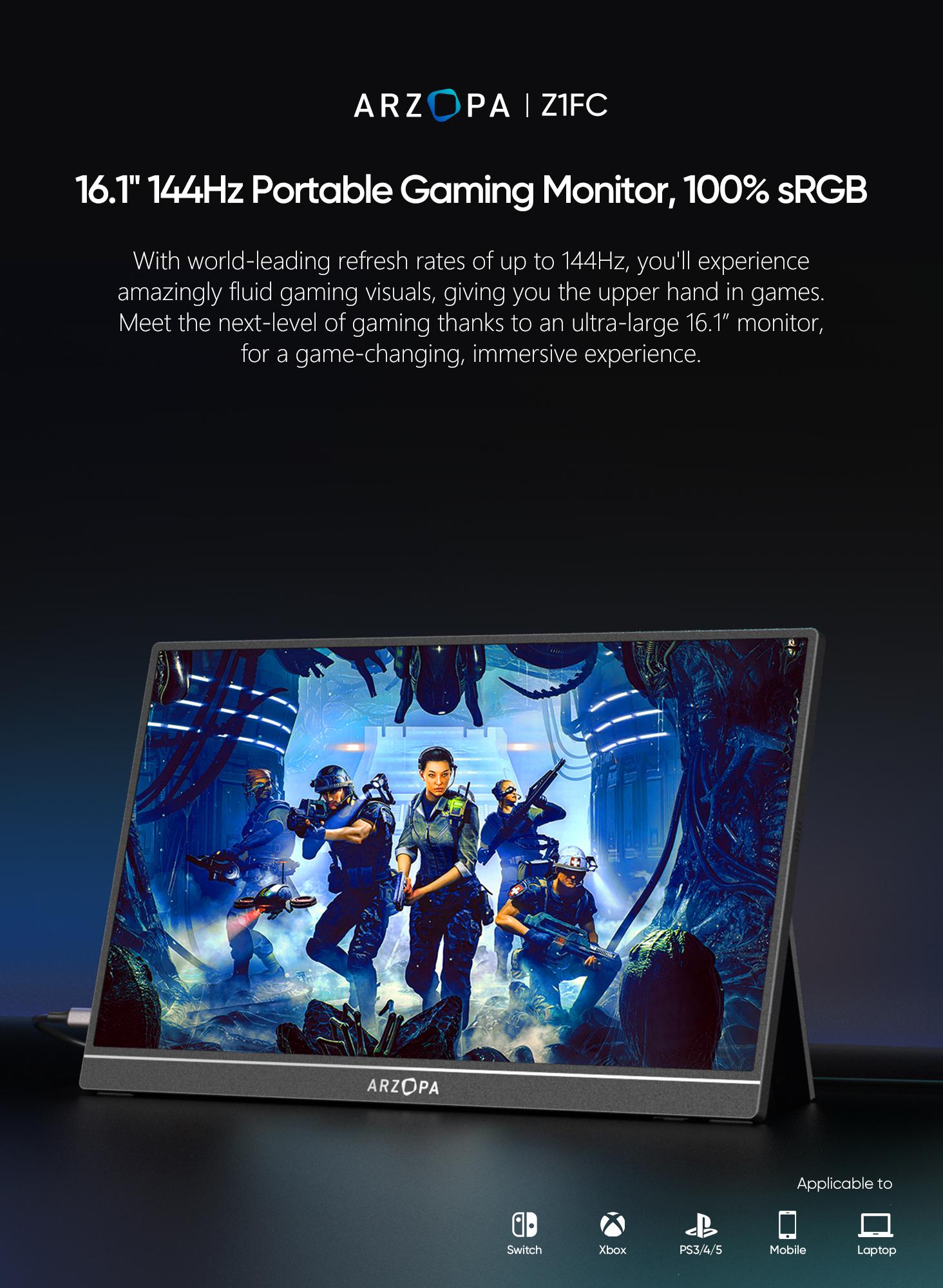 Live Only ARZOPA 16.1'' 100% sRGB 144Hz&60Hz Portable Gaming Monitor 1080P FHD Portable Monitor External Second Screen for Laptop,PC,PS5,Xbox,Switch