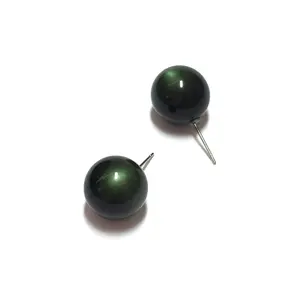 Forest Green Moonglow Ball Stud Earrings