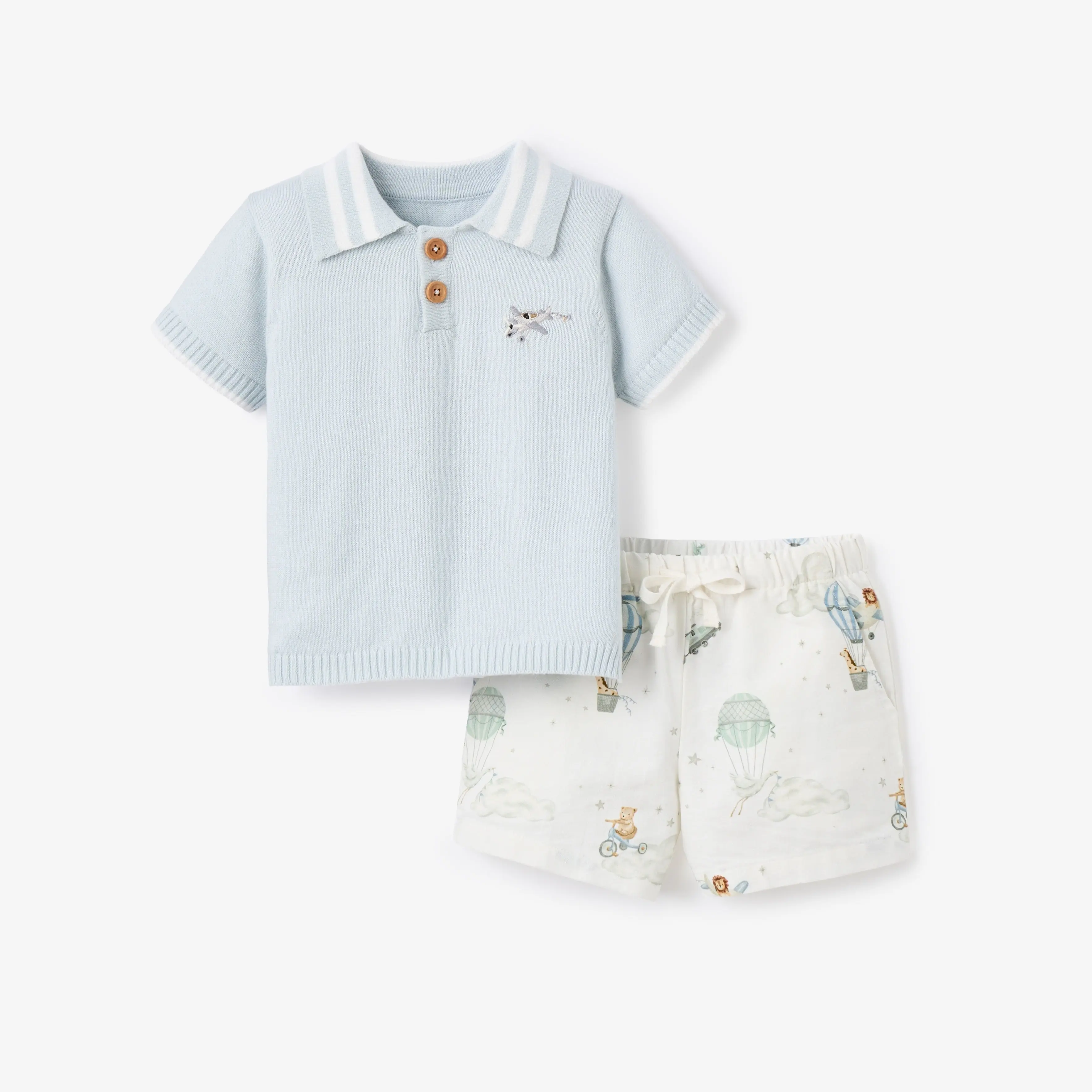 Up & Away Knit Polo Shirt + Printed Oxford Shorts Up & Away Knit Polo Shirt + Printed Oxford Shorts