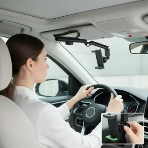 1080° Multi-Function Phone Holder for Car, 360° Rotating Sun Visor Clip Mount, Adjustable Retractable Design, Universal Fit for Truck/SUV, Hands-Free Navigation for Daily Driving/Travel