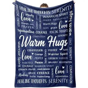 Warm Hugs Healing Blanket - Cancer Gifts for Women Men, Get Well Soon Gift for Friend Family, Sympathy Inspirational Blanket, Soft Comfort Throw Blankets 50"x60"