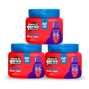 Moco de Gorila Rockero, Hair Styling Gel, Gives your Hairstyle a Long-Lasting Effect, Reactivate with Water, High Fixation, 3-Pack of 9.52 Oz Each, 3 Jars