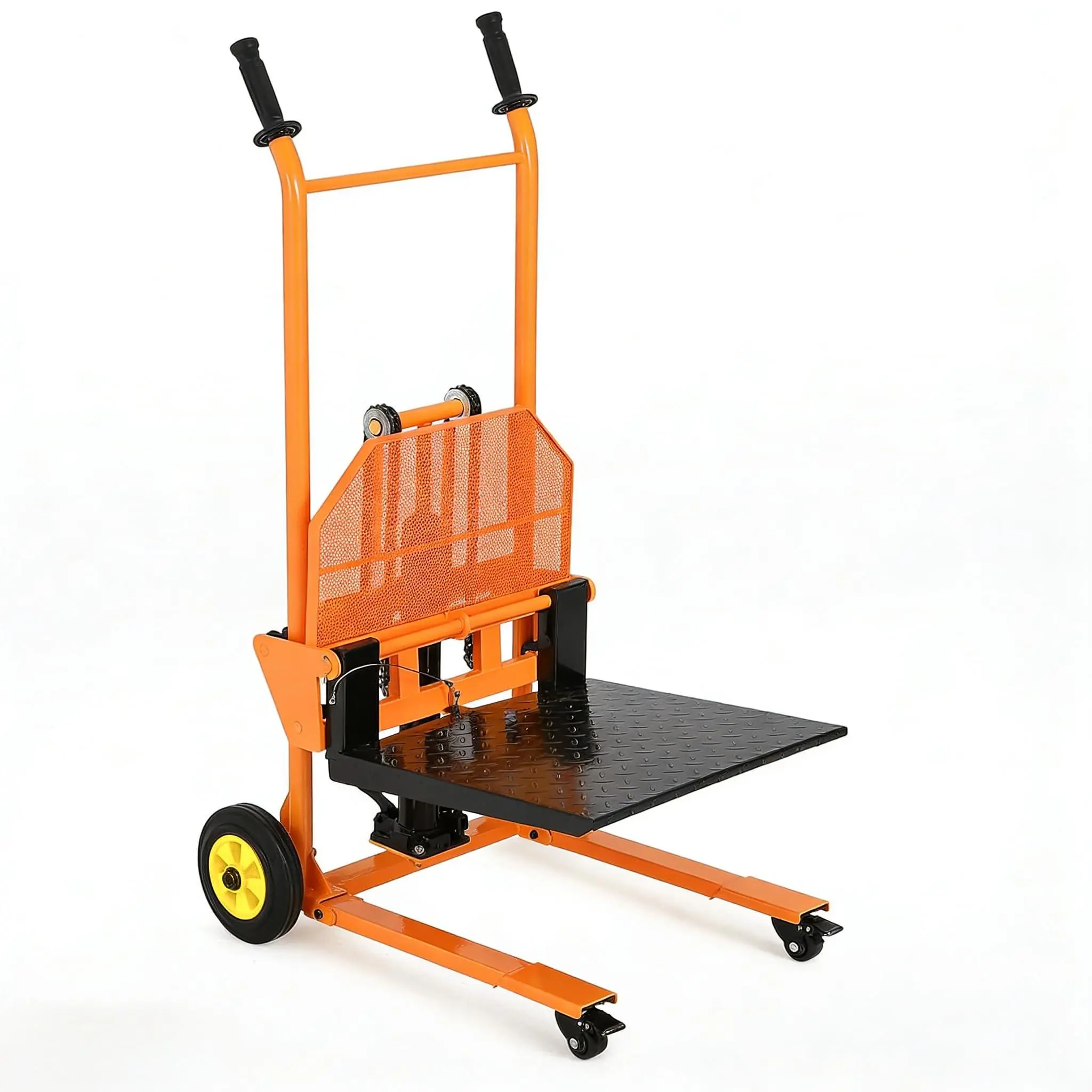450LB Hydraulic Material Lift, 36" Max Lift Pallet Truck Dolly, Fork Width & Height Adjustable Pallet Stacker Winch Stacker for Warehouse, Garage & Workshop