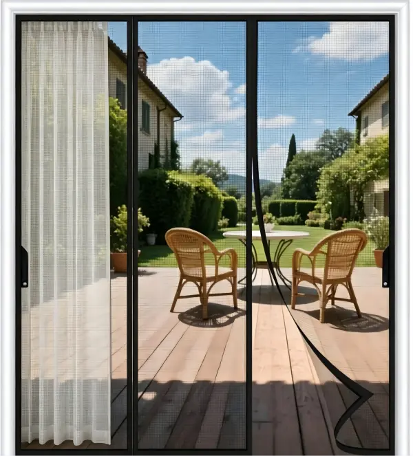 71"x83" Magnetic Screen Mesh Curtain - 3-Panel Auto-Close Heavy-Duty Insect Blocker with Reinforced Magnets, Removable No-Drilling Easy-Install Hands-Free Setup for Sliding Doors, Patio Doors