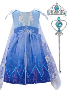Girls' Formal Dress Costume Set, Princess  Dress & Crown & Wand Set for Kids, Kids Clothes for All Seasons
