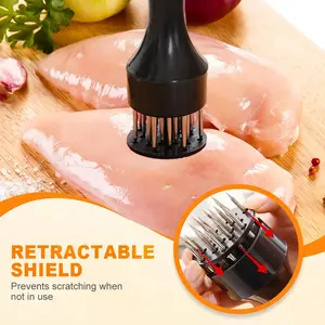 Stainless Steel Meat Tenderizer Tool, Meat Mallet Pounder with 16 Sharp Needles for Tenderizing and Pounding Steak, Beef Pork Chicken BBQ And Poultry