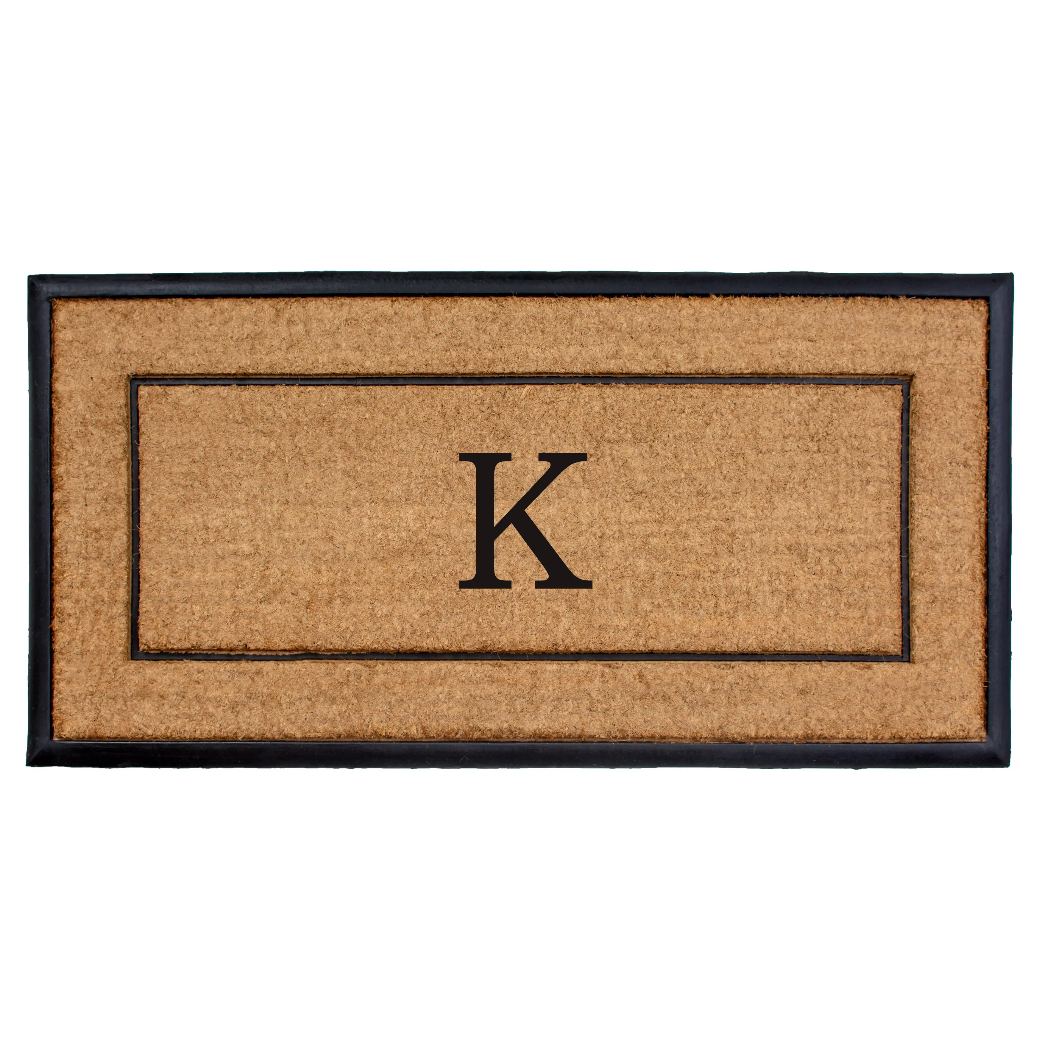 Calloway Mills 101632448K 24 x 48 in. The General Monogram Rectangular Doormat, Natural & Black - Letter K