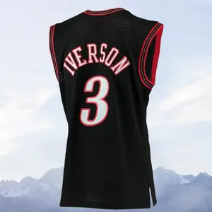 Allen Iverson stitched Basketball Jersey Men's Sleeveless Black collect