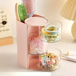 3-Layer Makeup Organizer Box, 180° Rotating Foundation Sponge Holder, Transparent Cosmetic Brush Stand, Gift for Christmas/birthday