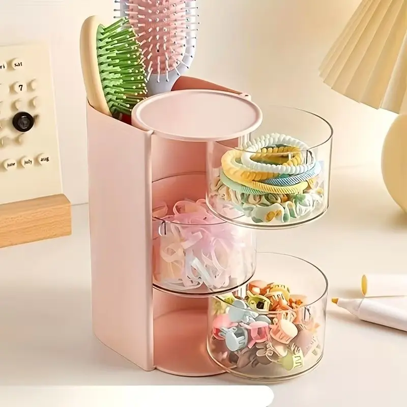 3-Layer Makeup Organizer Box, Beauty Organizer, 180° Rotating Foundation Sponge Holder, Transparent Cosmetic Brush Stand, Cosmetic Storage, Gift for Christmas/birthday