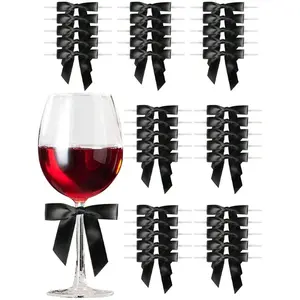 30/60/90pcs Satin Ribbon Black Bow Decor,Premade Pink Twist Tie Bows,For Gift Wrapping Black Bow,Treat Bags Party Favors Wedding Decorations Gift Box Set Gift Box Design