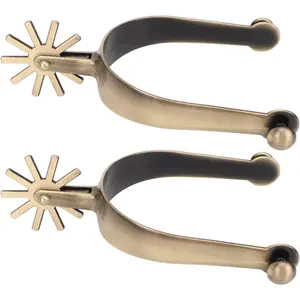 Vintage Cowboy Spurs for Men 4.1x3 Inch,Zinc Alloy Western Boot Spurs with Rotating Rowels, Antique Gold Equestrian Spurs for Riding Training & Competition