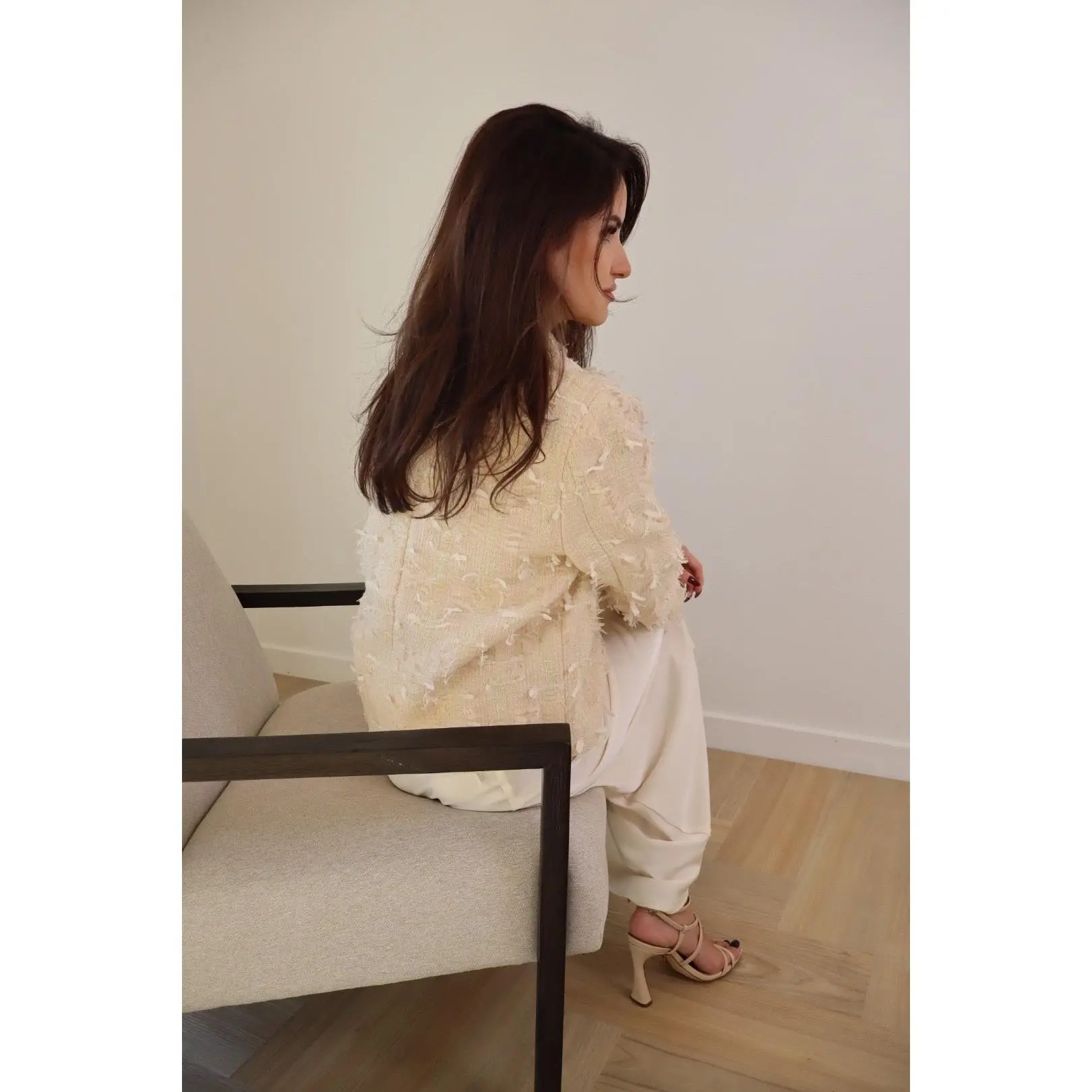 Ivory Blush Textured Jacket