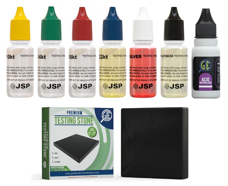GTE Gold Silver Platinum Jewelry Testing Kit with Digital 1000g x .01g Scale for Scrap Value Authentication & 6 Weighing Modes