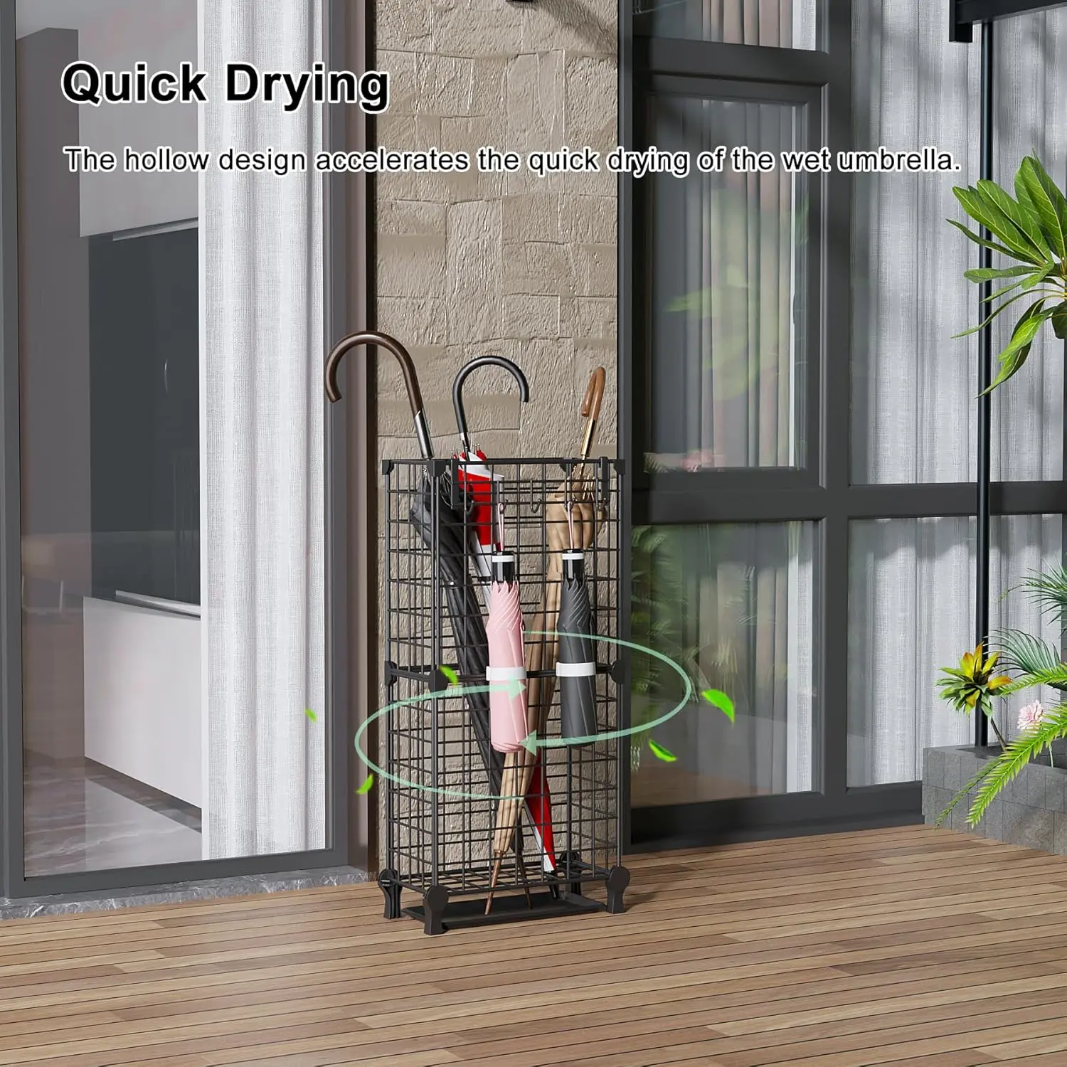 Durable Freestanding Hollow Metal Umbrella Stand with Removable Plastic ...