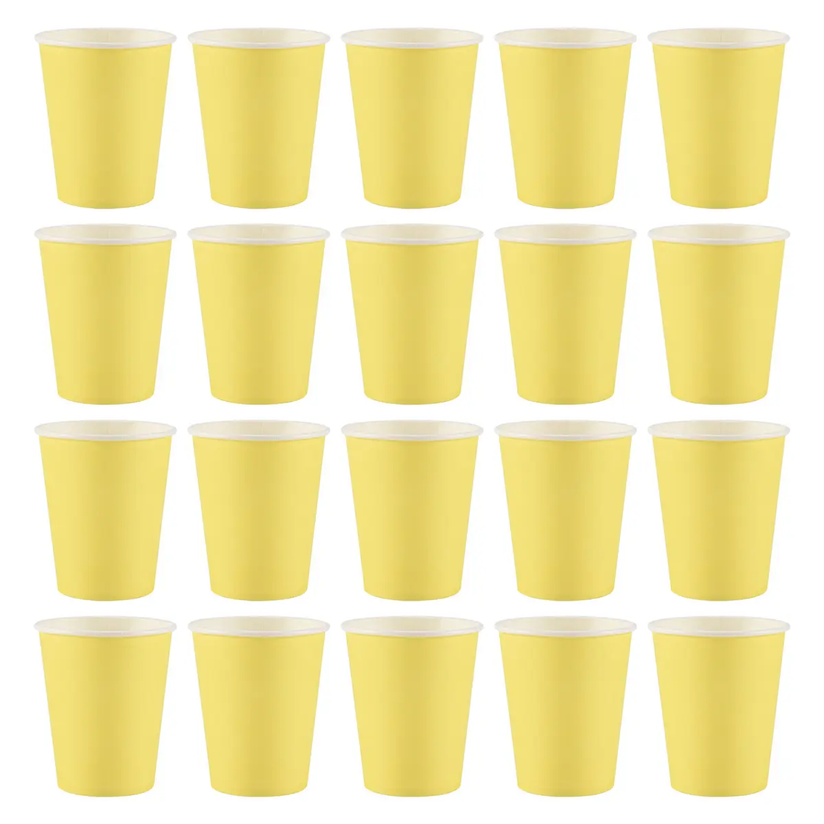 20 Paper Cups (9oz) - Plain Solid Colours Birthday Party Tableware Catering(yellow)
