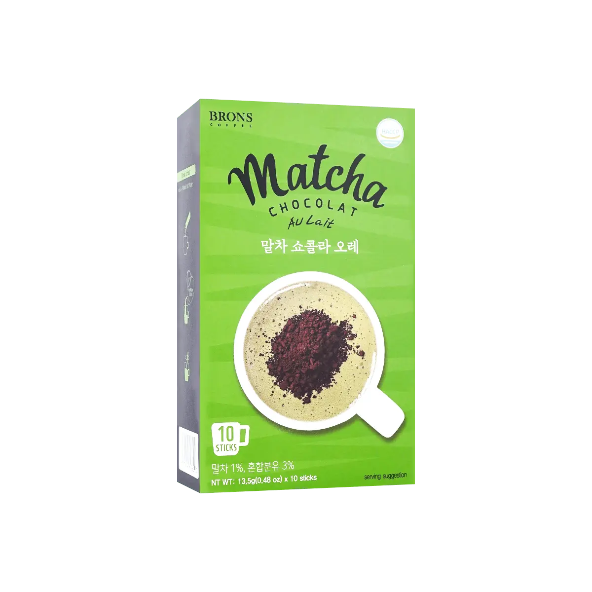 HAITAI Korean Matcha Chocolate Milk 13.5g - Creamy & Delicious Green Tea Flavor