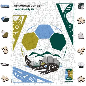 FIFA World Cup 2026 City Puzzle Vancouver Poster Wooden Jigsaw Puzzle for Adults, Official Licensed Soccer Sports Puzzles, 200 Pieces Home Decor Gift for Fans, 9.3x11.8''