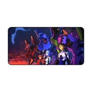 Neon Genesis Evangelion Desk Mat, Shinji Rei Asuka with EVA Units, Large Extended Anime Mouse Pad, Waterproof Non-Slip Durable Surface for Gaming & Otaku Setup