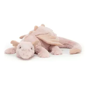 Jellycat Rose Dragon Large with Dustbag New Release Green Pink Tags 2025, Soft Bedside Sofa Pillows Stuffed Animal Plushie Doll Toys Room Decoration Gift for Kids Children, Birthday Gift, Size 30cm