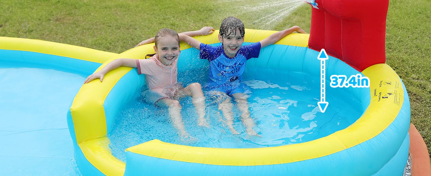 【Beautyhackher Exclusive】Inflatable Water Slide, Water Park for Big Kids,with Blower, Slides, Climbing Walls, Water Guns, and Deep Splash Pool, Indoor and outdoor, Summer Gifts