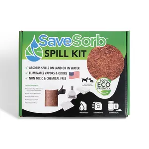 SaveSorb Spill Kit for Home & Garage Use - Eco Friendly Absorbent Solution for Oils Fuels Paint & Chemicals Cleaning Household Spills