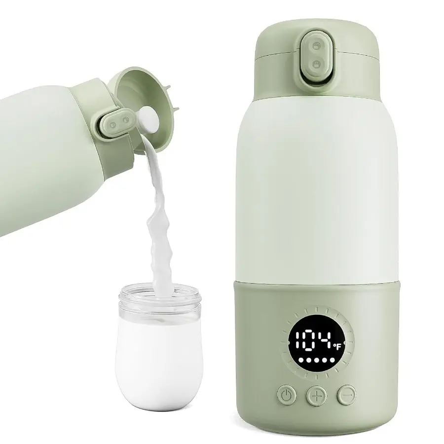 Portable BPA-Free Rechargeable Wireless Breastmilk Bottle Warmer, 12oz Large Capacity, Lightweight Compact Cordless Device, Fast Heating, Long Battery Life, Precise Temp Control for Newborns, Outdoor Camping Travel