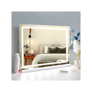 Maximum discount  Vanity Large Mirror With Built In LED Lights 3 Colors Brighess Adjustable For Makeup Desk Tabletop Or Wall Mounted White