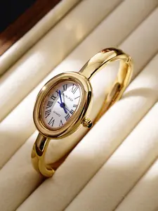 Women's Oval Quartz Watch, Bracelet Style, Elegant Fashion Accessory, 29mm Alloy Case, Mineral Glass Dial Window, Modern Casual Wristwatch