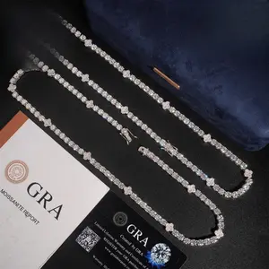[ICE HUE]18K Gold Vacuum Plated S925 with 5A+ Sri Lanka Moissanite Necklaces Miami Italy Mexico & Micro Inspired for Women & Men Luxury Jewelry, Casual Fashion, Gift Idea, Classic, Hip Hop, Simple, Sporty Style 5mm Flower Tennis Necklace 925 Silver VVS Mo