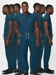 Slim Sleeveless Scrub Pinafore & Jogger Pants Uniform Set | Ultra-Comfort Stretch Fabric (Large/Plus Sizes) | Functional Clinical Workwear