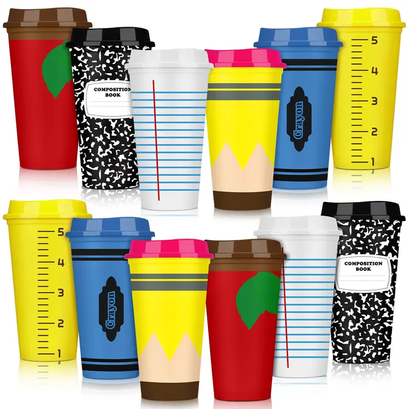 12/24 Set Christmas Teacher Cup Gift Bulk Reusable Plastic Tumblers with Lids for Mentor Lecturer Educator Coworker Staff Studentsfor Burr Basket Last-minute Secret Santa Gift Exchange Wishlist