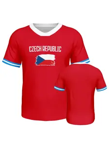 Czech Republic soccer jersey men,Men's World Cup Soccer Jersey Breathable Short Sleeve Football Shirt Casual Athletic Fan Edition Sportswear Top,Comfortable and quick drying streetwear casual wear,soccer jersey men plus size,Cheer for World Cup events