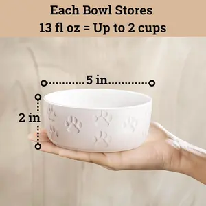 Ceramic Dog Bowl Set of 2 with Anti-Skid Base - 5" Wide x 2" Tall Ceramic Dog Bowls for Small Dogs - 2 Cup Capacity Food and Water Bowls for Dogs - Rubber Bottom Pet Bowl Set of 2 for Small Pets