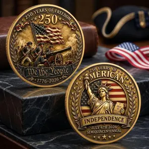 3D America Coin, Patriotic Challenge Coin, USA Independence 1776–2026 Commemorative Collectible, History Enthusiast Gift For Coin Collector