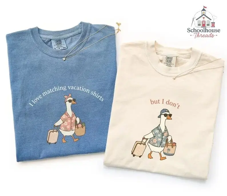 Comfort Colors Funny Goose Couples T-Shirt, Matching Vacation Tee, Cute His and Hers Gift Tee, Apparel Made In The US - Schoolhouse Threads		