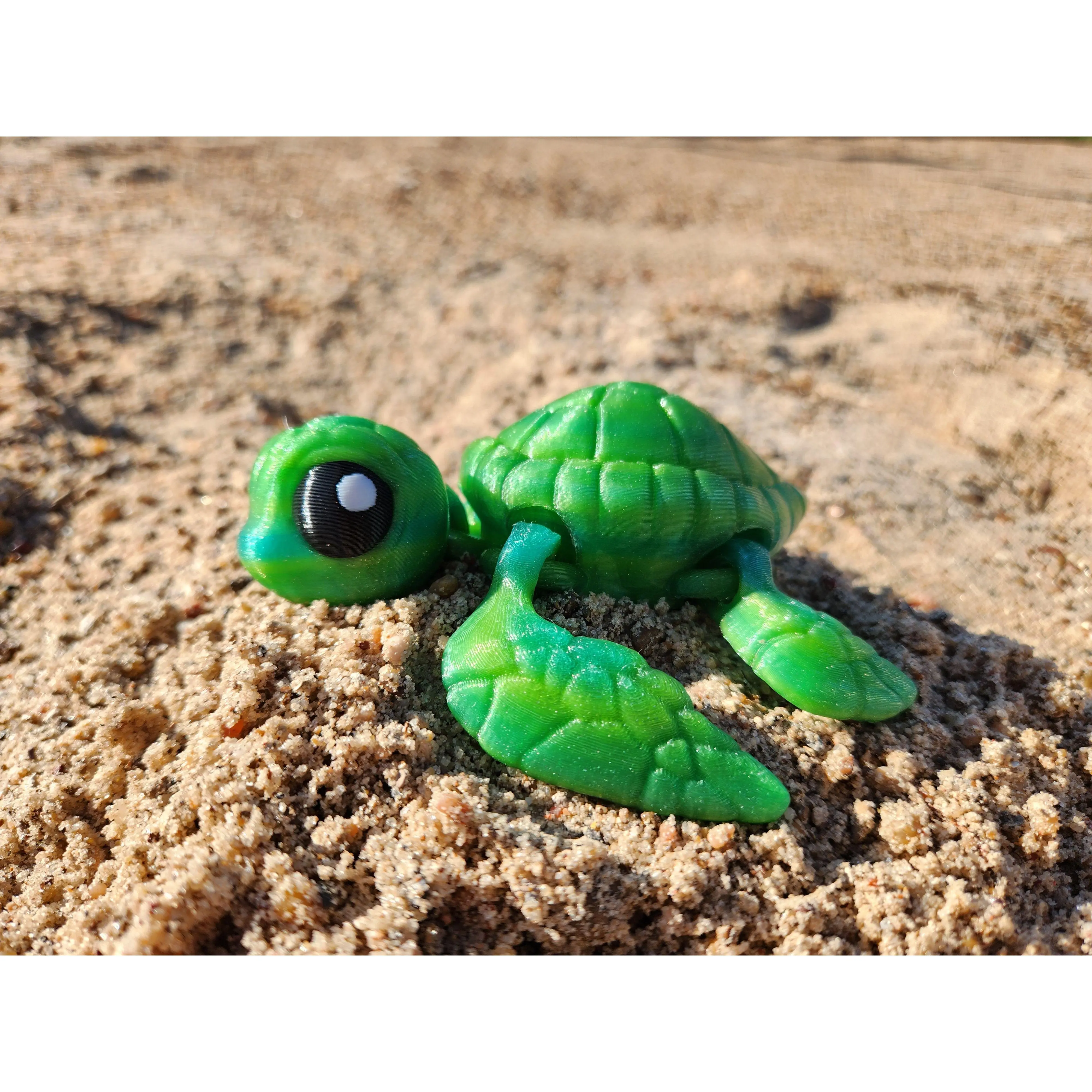 Sea Turtle Figurine - 3D Printed Articulated Ocean Creature (4x5.5 in)