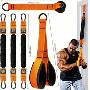 Outdoors A Set Of 5pcs Heavy-duty Latex Resistance Training Equipment With Adjustable Resistance And A Weight Carrying Capacity Of 225 Pounds, Suitable For Bicep Flexion And Training Arms, Back, Abdominal Muscles, And Shoulders.