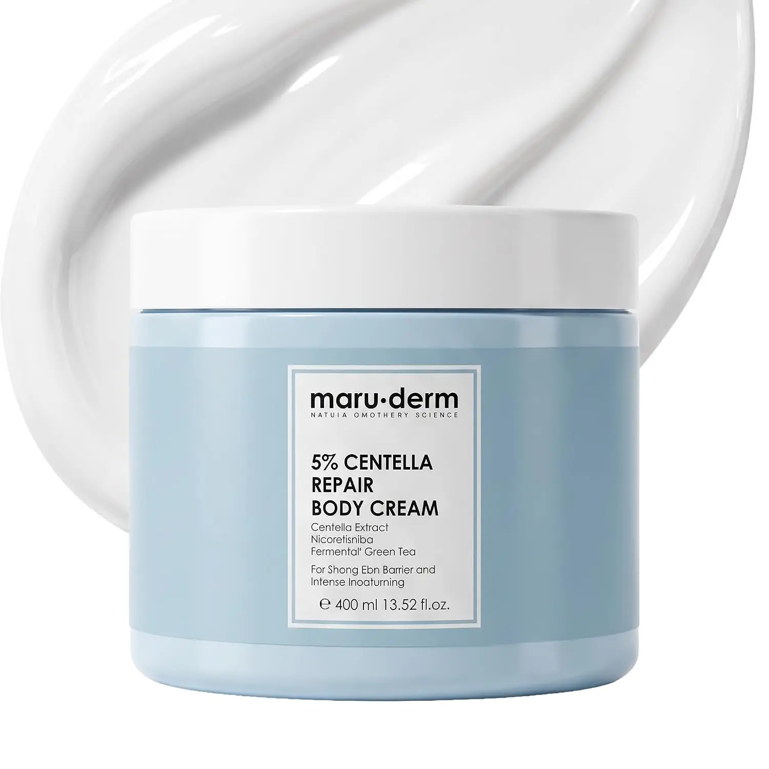 Maruderm Centella Soothing Body Cream - Hydrating Repair Cream for Sensitive Skin with Niacinamide - Helps Soothe Dry Skin, Provide Lasting Hydration & Keep Skin Soft, Smooth & Comfortable - 400ml