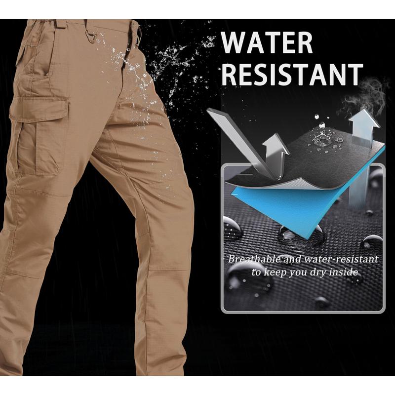 MAGCOMSEN Men's Tactical Pants 9 Pockets Ripstop Water Repellent Cargo Pants Plain Casual Fitted Trousers Menswear for Work Hiking Hunting FallFreshness Outdoorfun